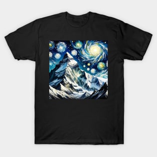 Mount Everest Starry Night - Beautiful Iconic Places T-Shirt